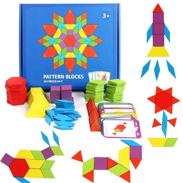 Wooden 155 pattern Blocks