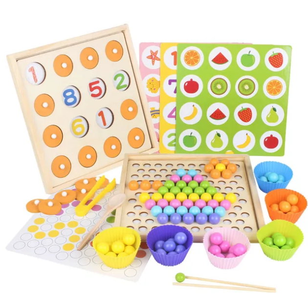 Wooden Beaded Memory Game 2 in 1