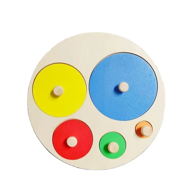 Wooden circle 5 Peg Shape and colour sorter