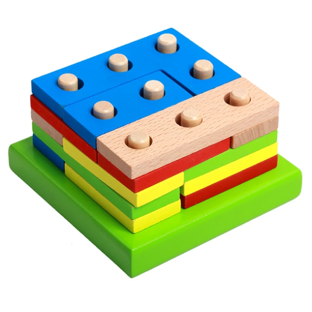 Wooden Intelligence Geometry Assembly Blocks