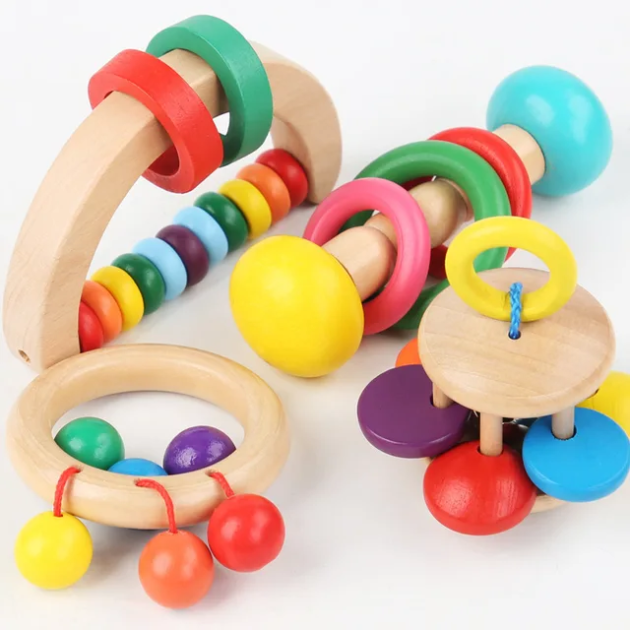 Wooden Pure Wood Rattle and Teether - 1 Pcs