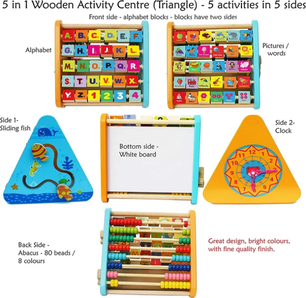 Wooden 5 in 1 Activity Triangle