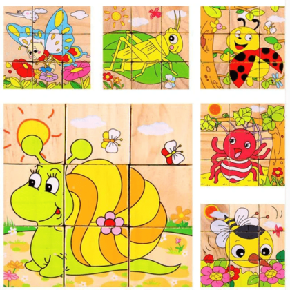 Wooden 6 in 1 - 9 Piece Puzzle