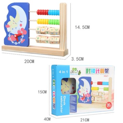 Wooden Clock Calculating Frame 4 In 1