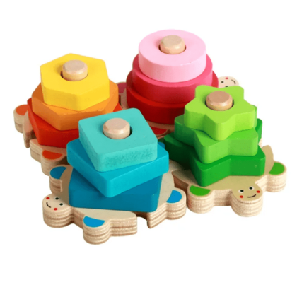 Wooden Colorful Wisdom Shape Coloumn Sorter