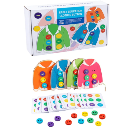 Wooden Early Education Clothes lacing Button